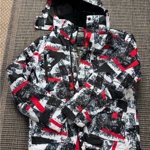 Riviyele Black and Red Patterned Ski Jacket